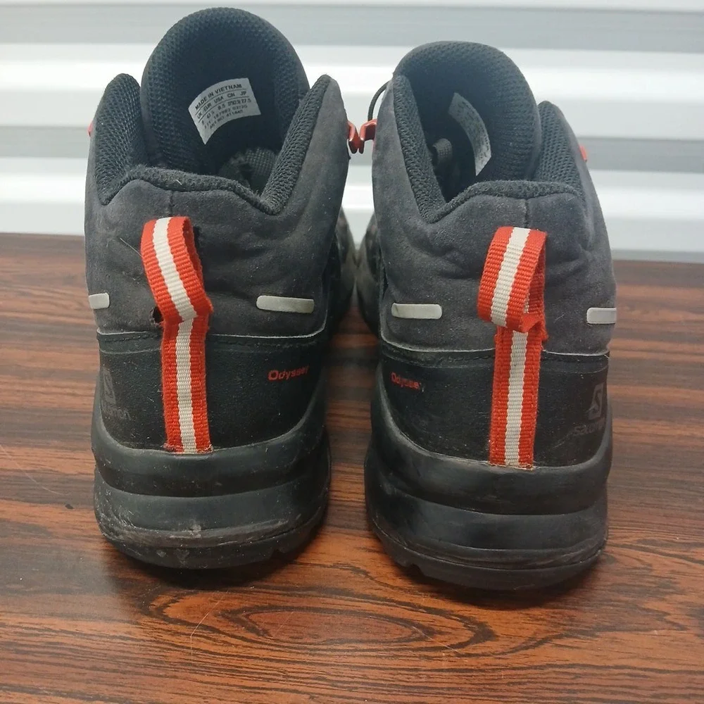 Salomon Hiking Boots Odyssey Mid Gore-Tex Mens Sz 9.5 Black Red Gray